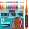 12 Acrylic Paint Pens with 3mm Medium Tip for Fabric, Canvas, Rock, Glass, and Wood Ideal Art Supplies for Adults and Kids